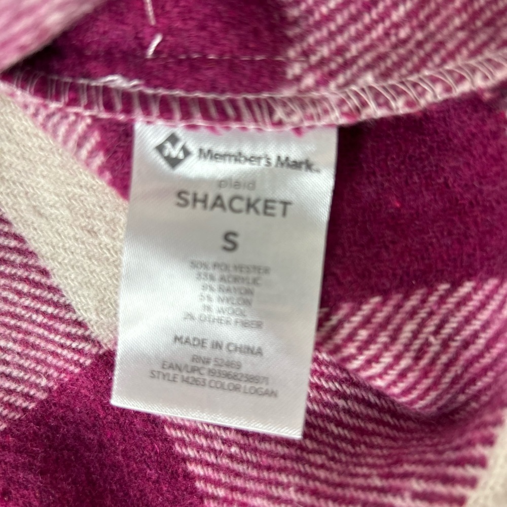 Women’s Plaid Small Shacket Hot Pink - Picture 5 of 5
